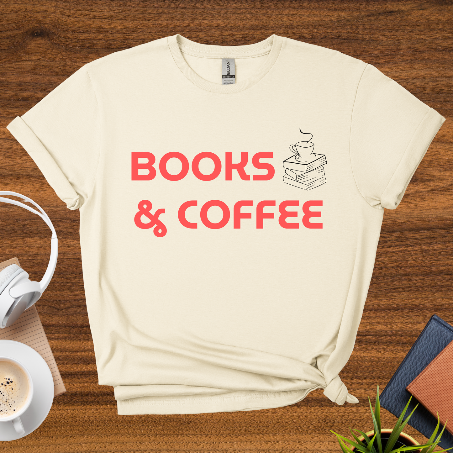 books & coffee t-shirt