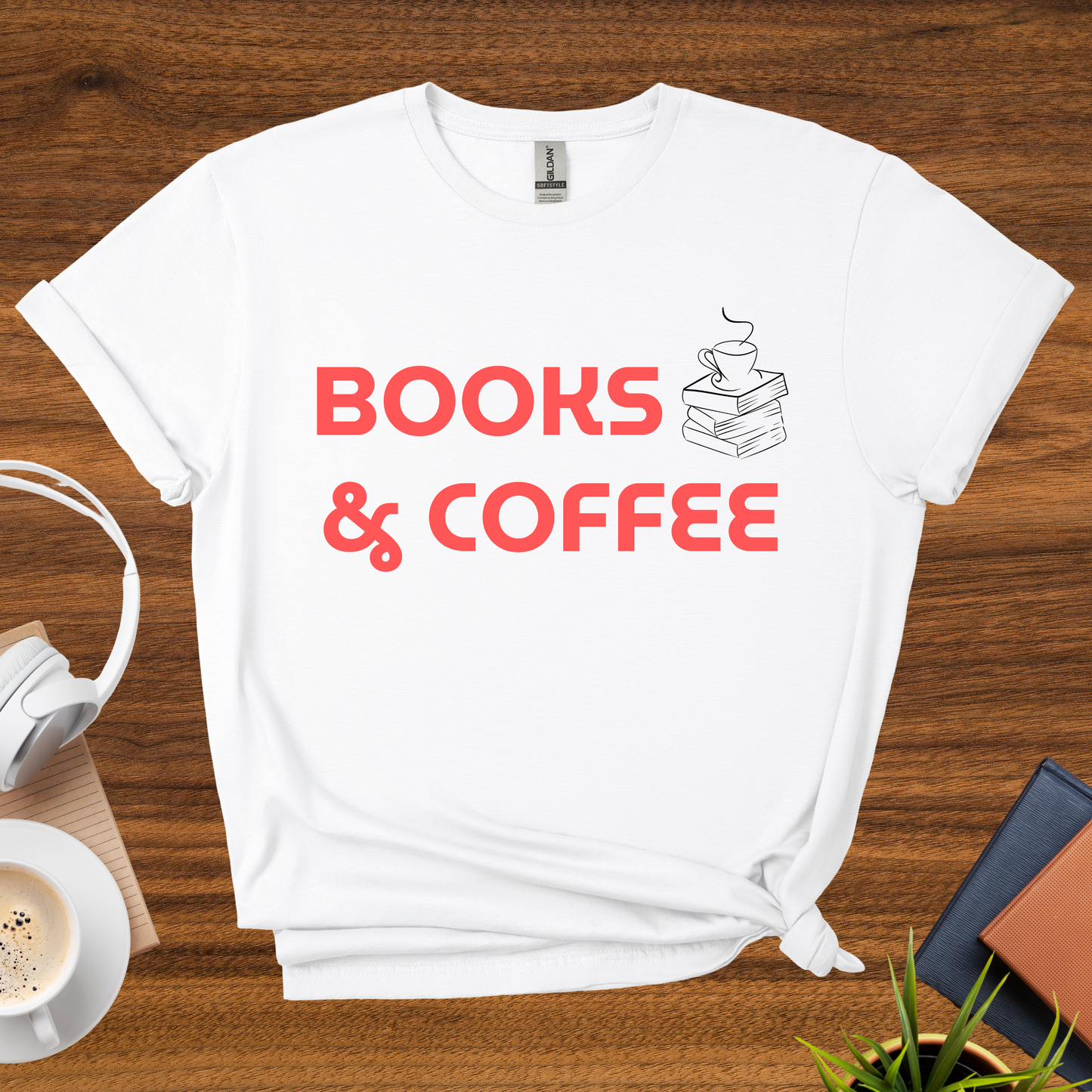 books & coffee t-shirt