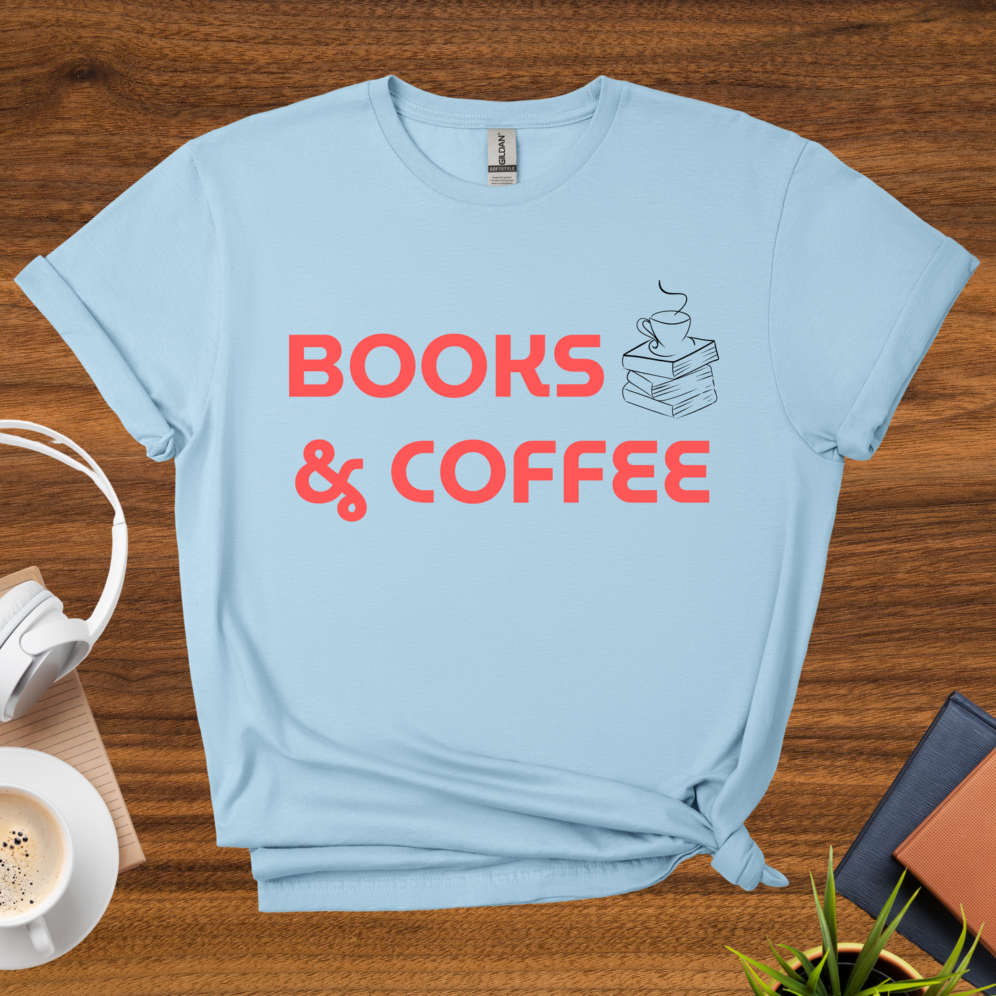 books & coffee t-shirt