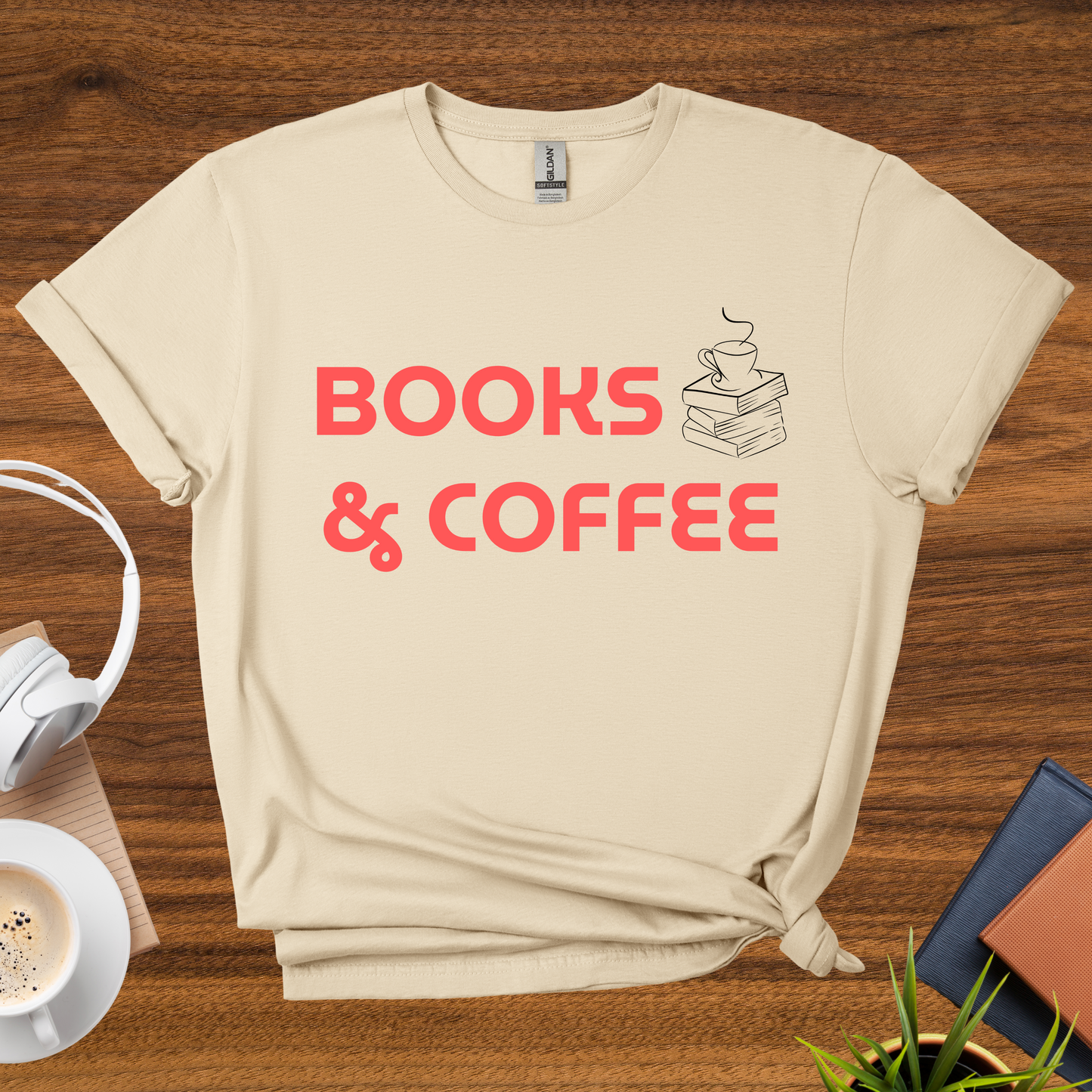 books & coffee t-shirt