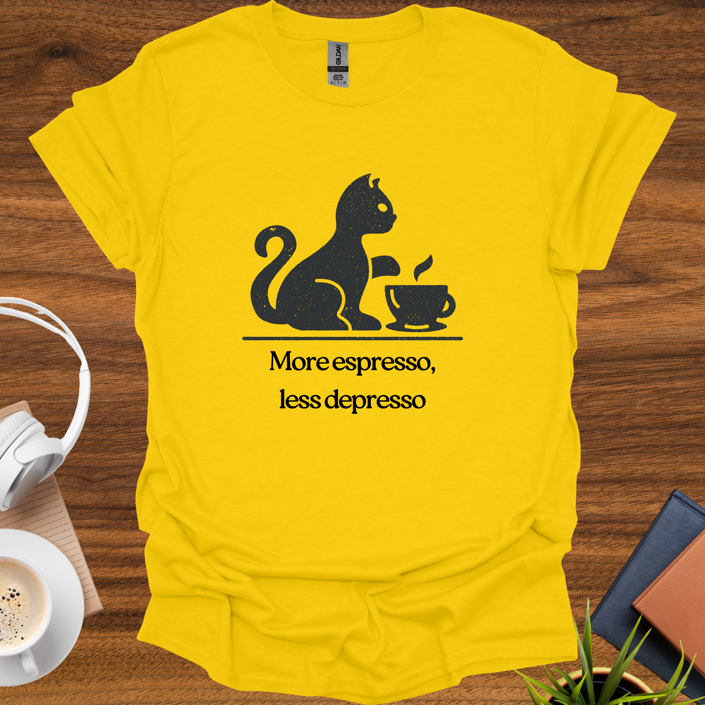 more espresso, less depresso (cat) t-shirt