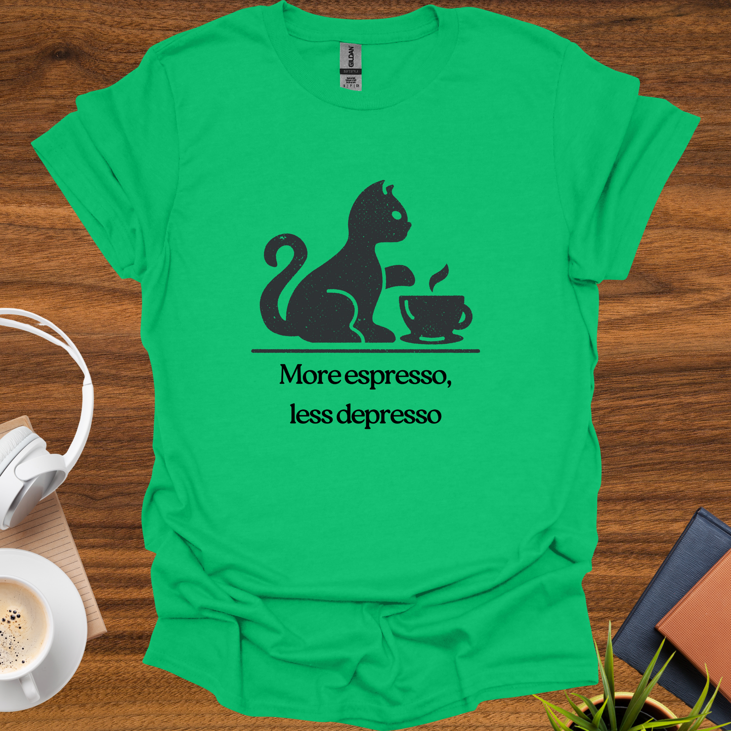 more espresso, less depresso (cat) t-shirt