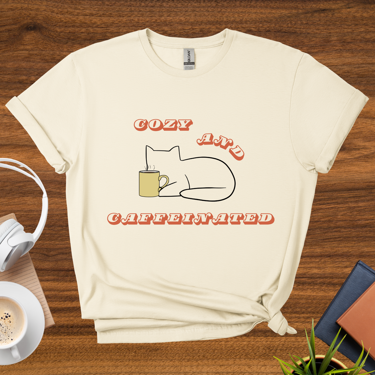 cozy and caffeinated t-shirt