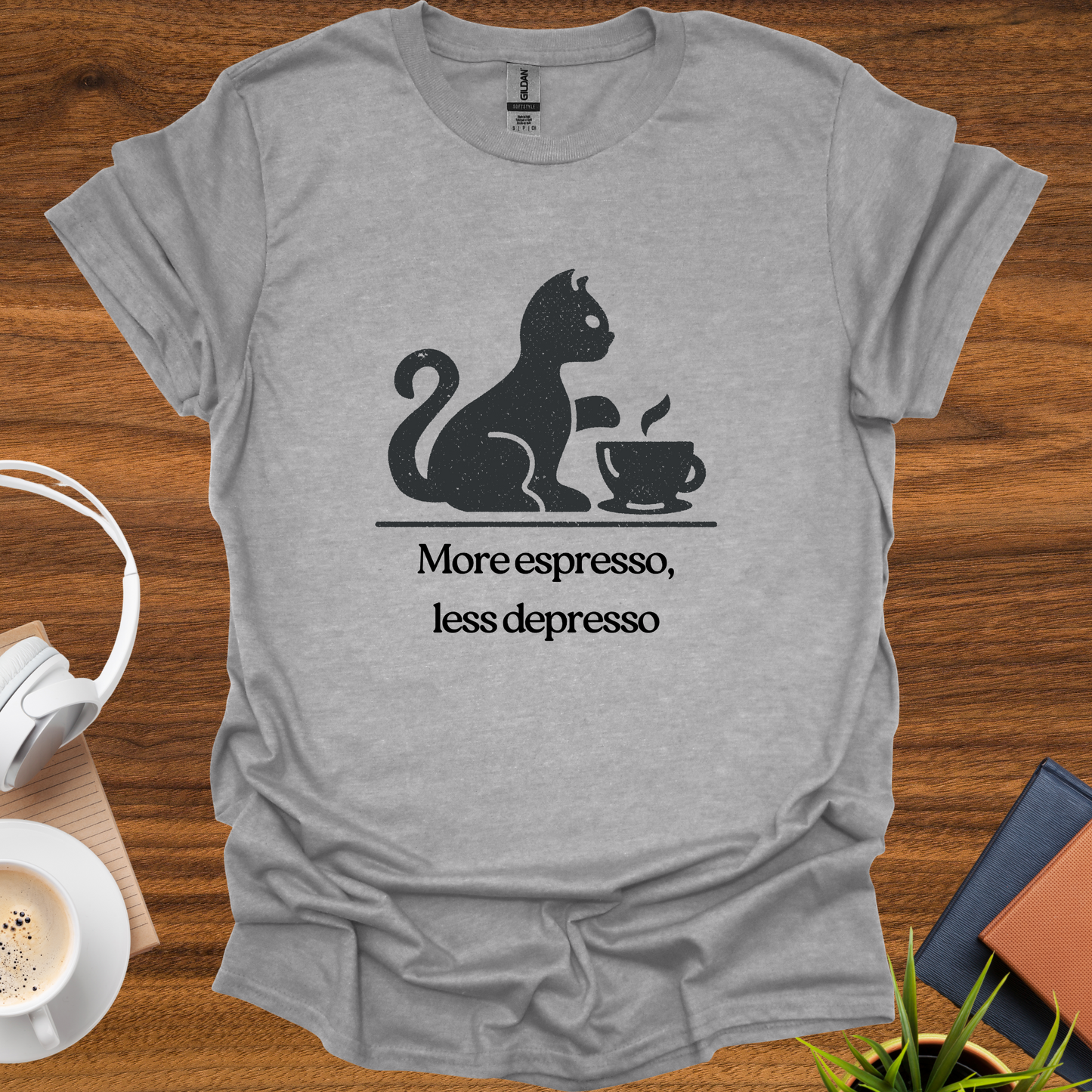more espresso, less depresso (cat) t-shirt