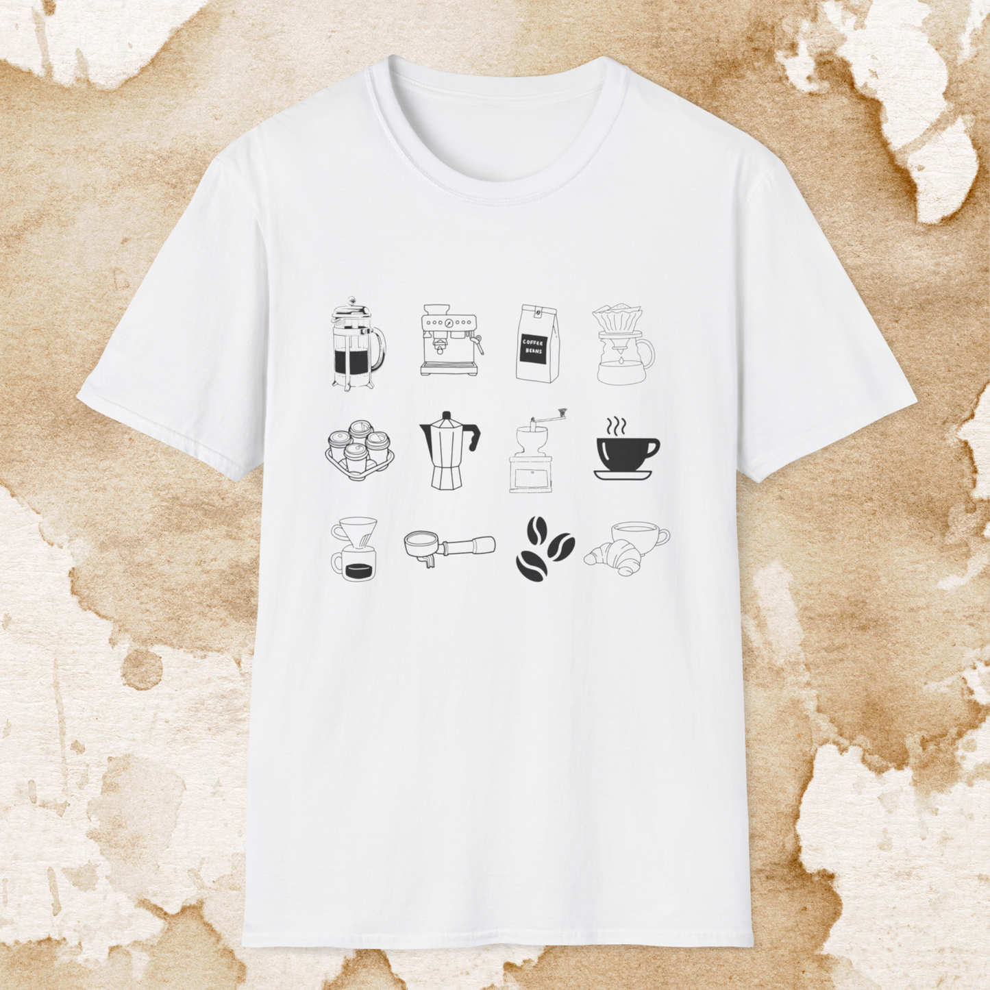 coffee collage t-shirt