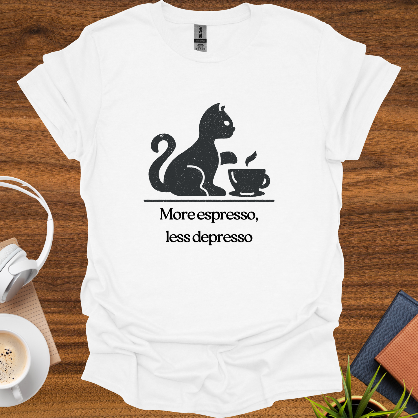 more espresso, less depresso (cat) t-shirt