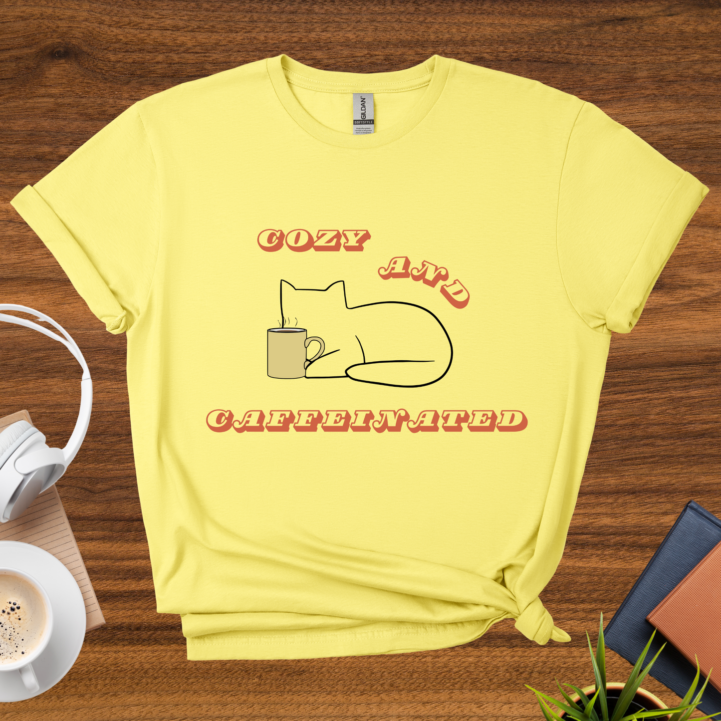cozy and caffeinated t-shirt