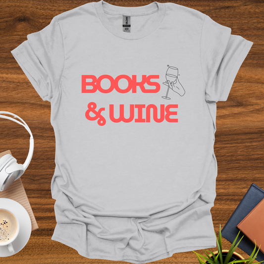 books & wine t-shirt