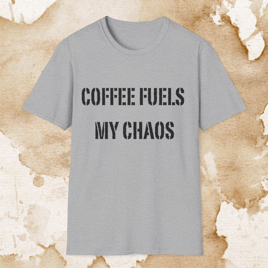 coffee fuels my chaos t-shirt