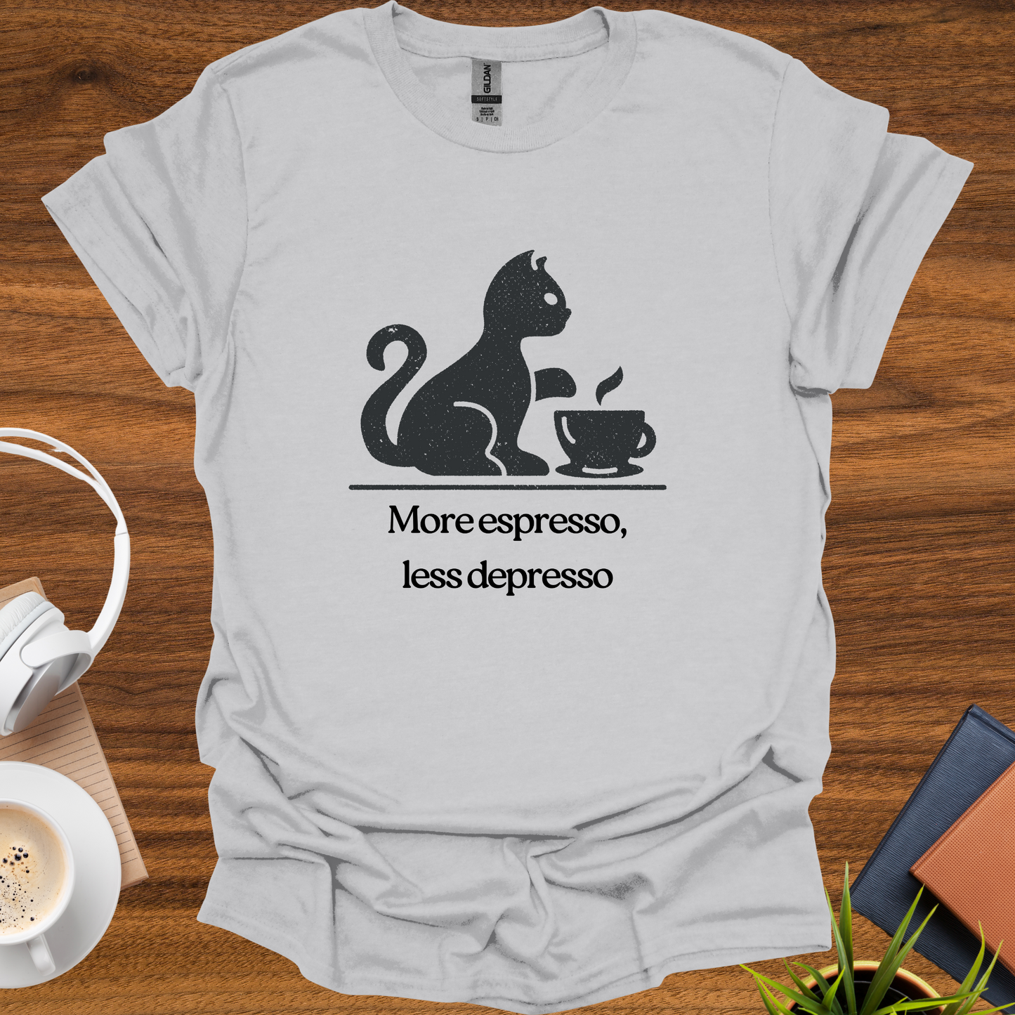 more espresso, less depresso (cat) t-shirt