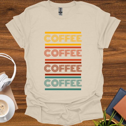 retro colors coffee t-shirt