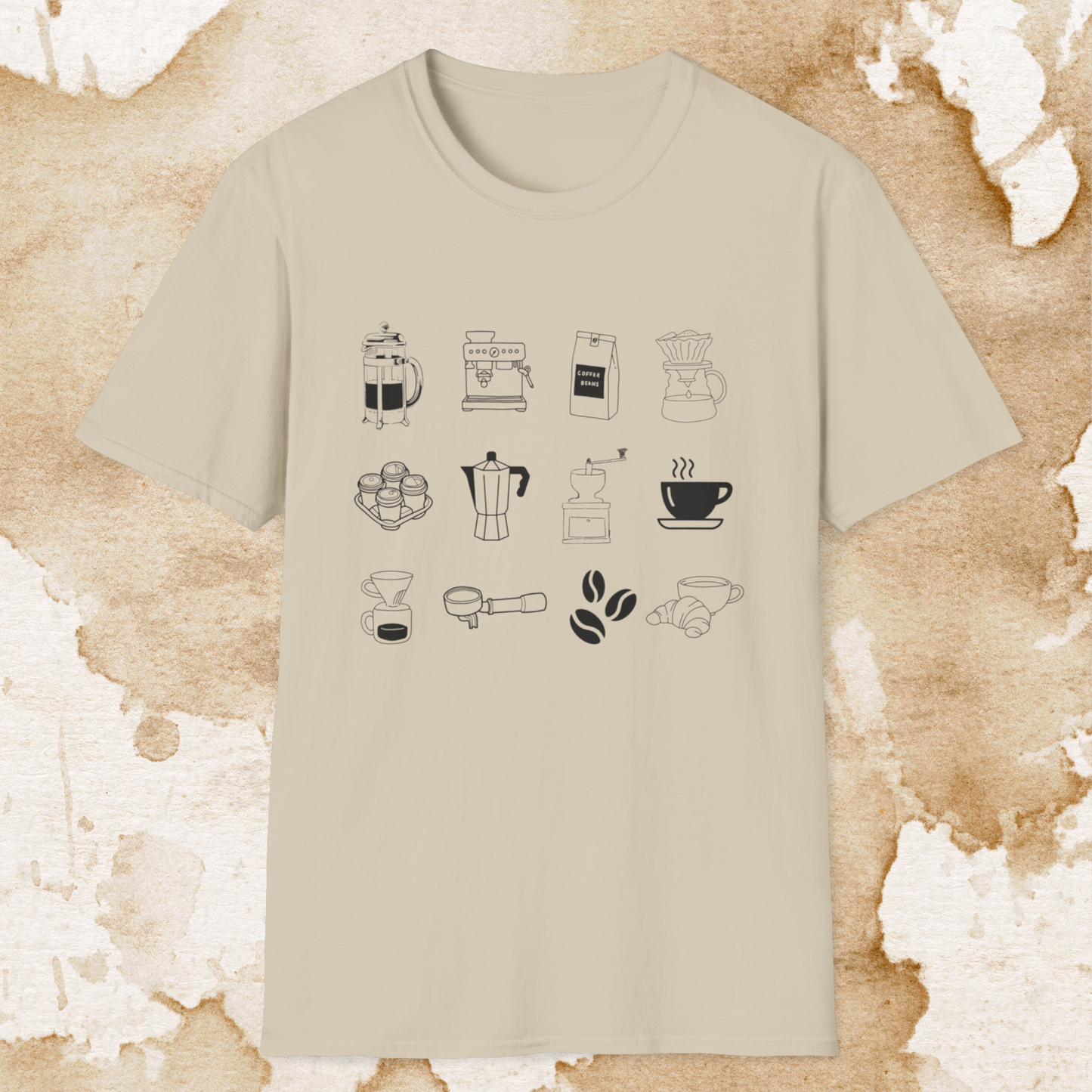 coffee collage t-shirt