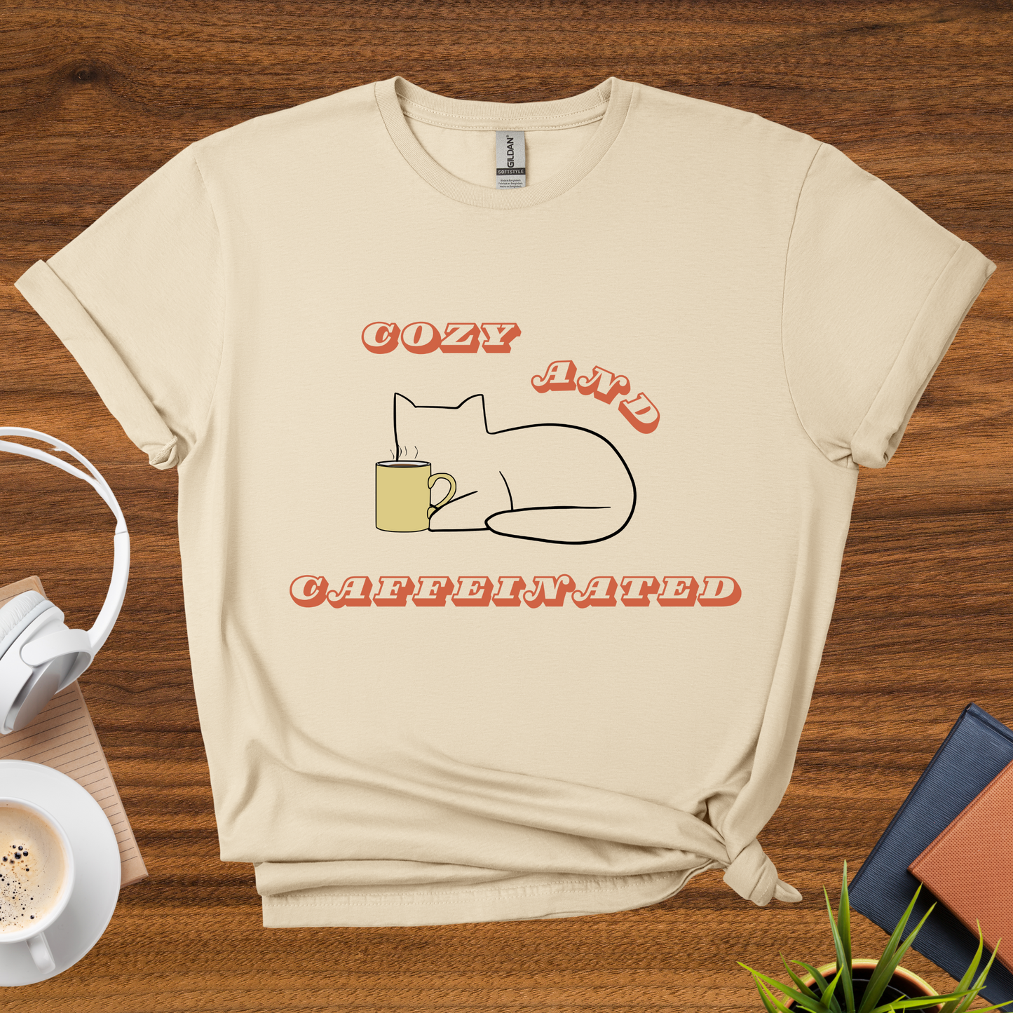 cozy and caffeinated t-shirt