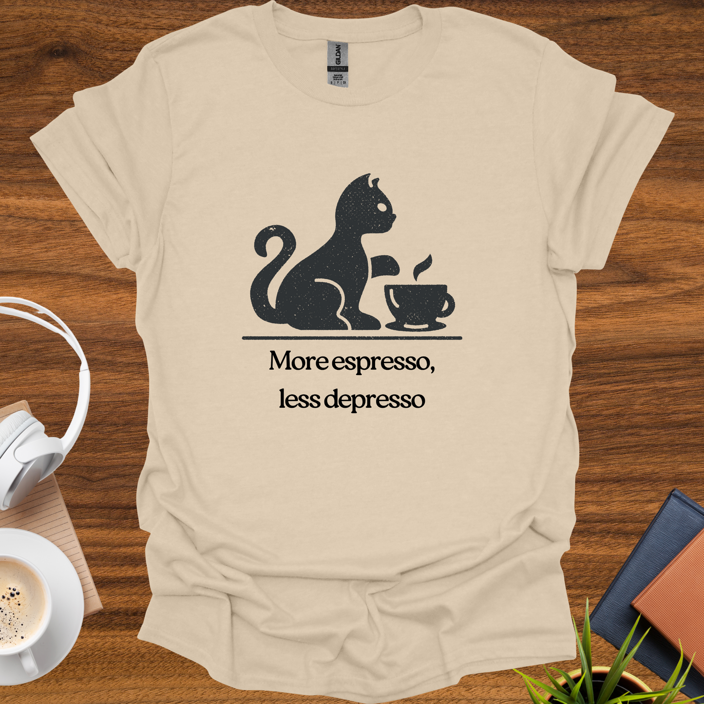 more espresso, less depresso (cat) t-shirt